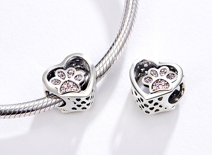 WOSTU 100% auténtica Plata de Ley 925 amuleto con forma de corazón cuentas marca encanto pulsera DIY Original de joyería de plata