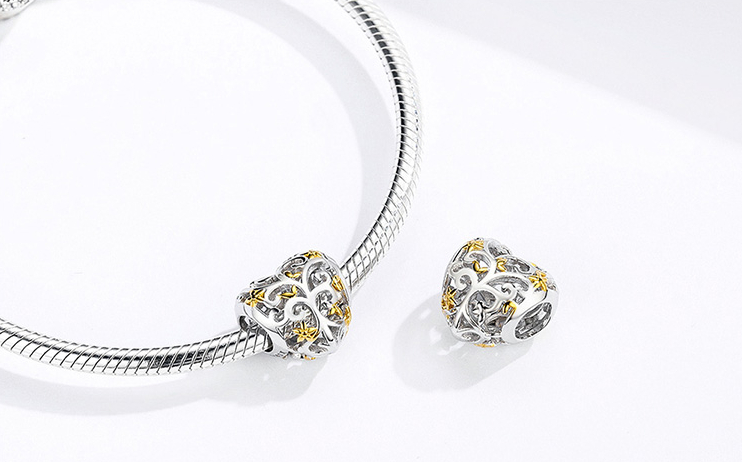 WOSTU 100% auténtica Plata de Ley 925 amuleto con forma de corazón cuentas marca encanto pulsera DIY Original de joyería de plata