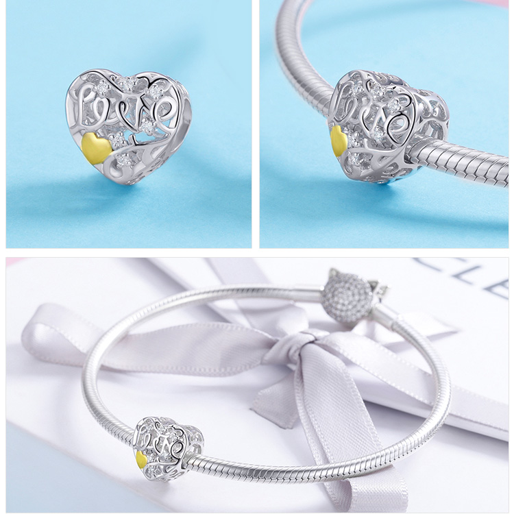 WOSTU 100% auténtica Plata de Ley 925 amuleto con forma de corazón cuentas marca encanto pulsera DIY Original de joyería de plata