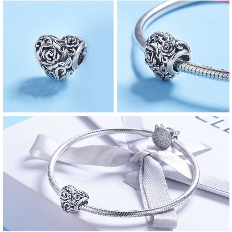 WOSTU 100% auténtica Plata de Ley 925 amuleto con forma de corazón cuentas marca encanto pulsera DIY Original de joyería de plata