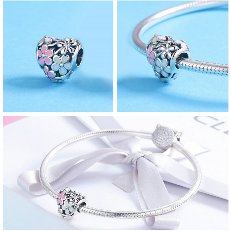 WOSTU 100% auténtica Plata de Ley 925 amuleto con forma de corazón cuentas marca encanto pulsera DIY Original de joyería de plata