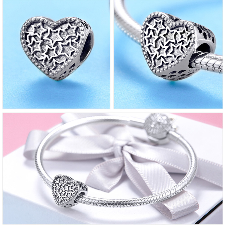 WOSTU 100% auténtica Plata de Ley 925 amuleto con forma de corazón cuentas marca encanto pulsera DIY Original de joyería de plata