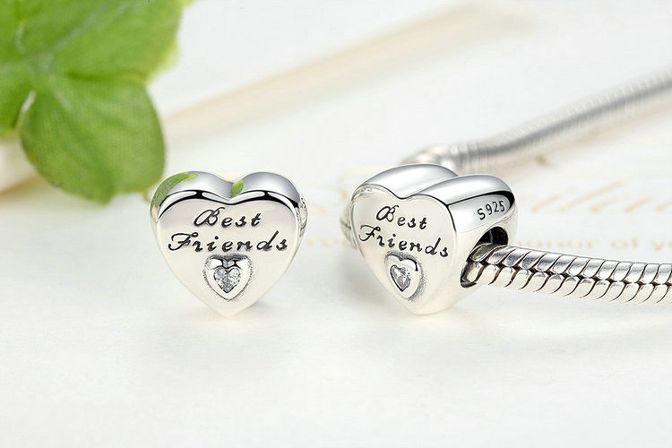 WOSTU 100% auténtica Plata de Ley 925 amuleto con forma de corazón cuentas marca encanto pulsera DIY Original de joyería de plata