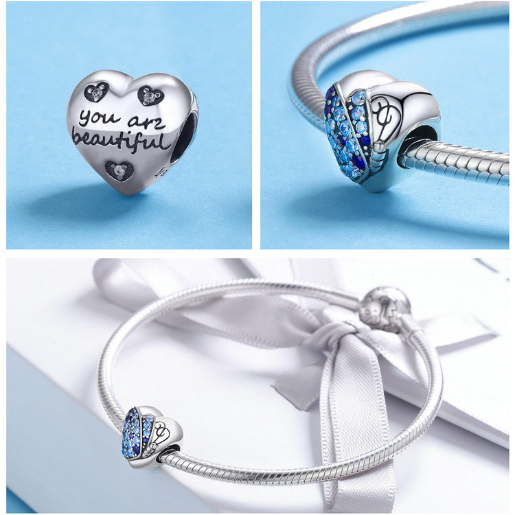 WOSTU 100% auténtica Plata de Ley 925 amuleto con forma de corazón cuentas marca encanto pulsera DIY Original de joyería de plata