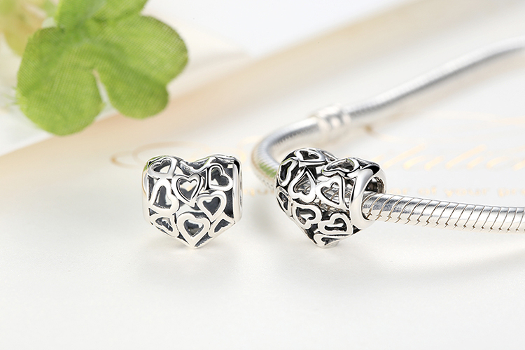WOSTU 100% auténtica Plata de Ley 925 amuleto con forma de corazón cuentas marca encanto pulsera DIY Original de joyería de plata