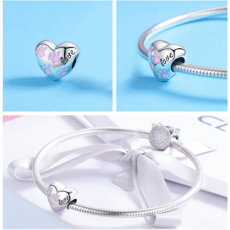 WOSTU 100% auténtica Plata de Ley 925 amuleto con forma de corazón cuentas marca encanto pulsera DIY Original de joyería de plata
