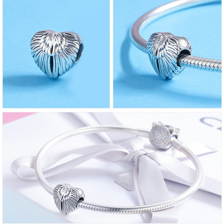 WOSTU 100% auténtica Plata de Ley 925 amuleto con forma de corazón cuentas marca encanto pulsera DIY Original de joyería de plata