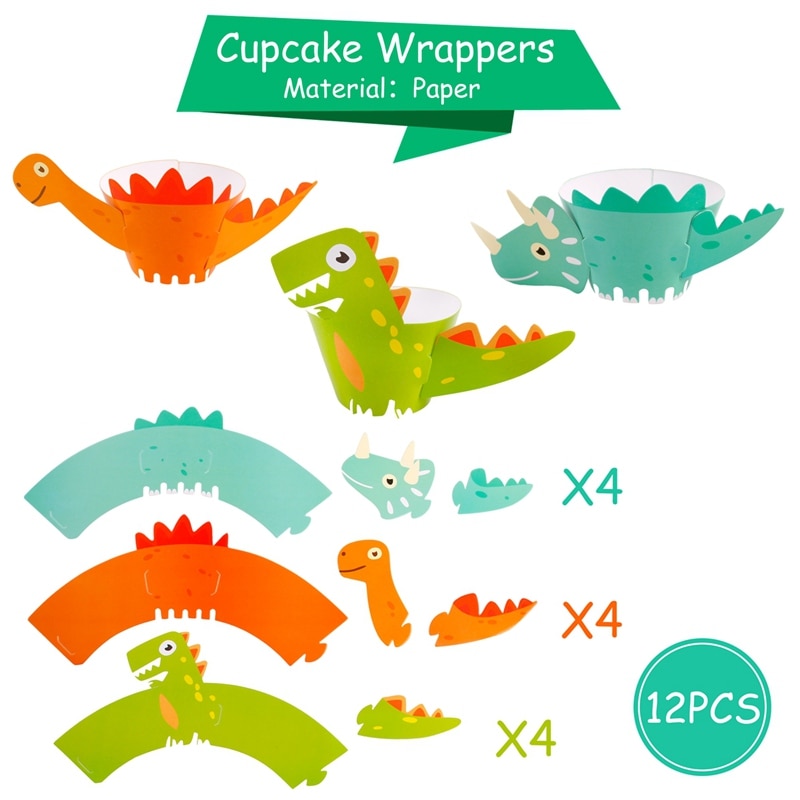 Staraise 16 Uds vajilla desechable dinosaurio tema plato de papel para fiesta/taza/servilleta para fiesta de bienvenida para el futuro bebé niños suministros de fiesta de cumpleaños