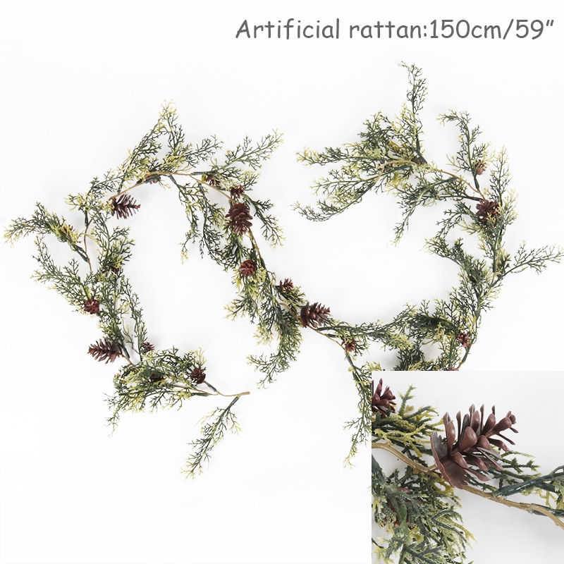 Guirnalda navideña de Barries, conos artificiales de vid, guirnalda de follaje Floral, adornos navideños para el hogar, Navidad Natal 2020
