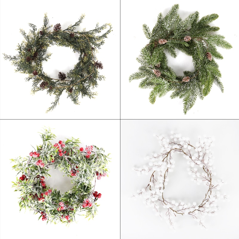Guirnalda navideña de Barries, conos artificiales de vid, guirnalda de follaje Floral, adornos navideños para el hogar, Navidad Natal 2020