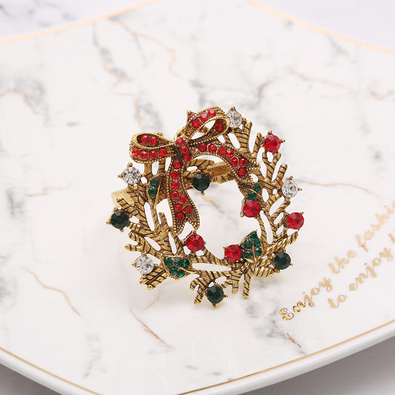 Anillo de lazo para servilleta de árbol de Navidad de gama alta de 6 uds, corona de flores, anillo para la boca, conjunto de sala de muestras de hotel, hebilla para servilleta navideñas de mesa Anillo de lazo para servilleta de árbol de Navidad de gama alta de 6 uds, corona de flores, anillo para la boca, conjunto de sala de muestras de hotel, hebilla para servilleta navideñas de mesa