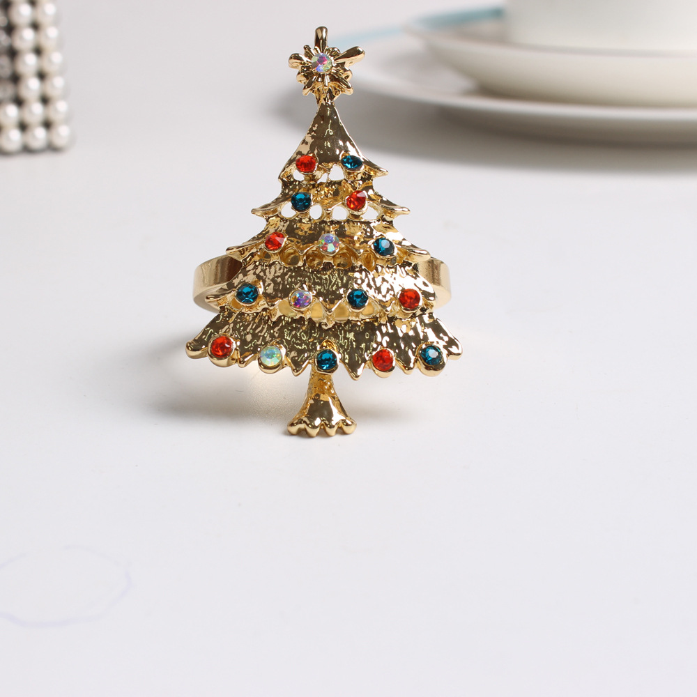 Anillo de lazo para servilleta de árbol de Navidad de gama alta de 6 uds, corona de flores, anillo para la boca, conjunto de sala de muestras de hotel, hebilla para servilleta navideñas de mesa Anillo de lazo para servilleta de árbol de Navidad de gama alta de 6 uds, corona de flores, anillo para la boca, conjunto de sala de muestras de hotel, hebilla para servilleta navideñas de mesa