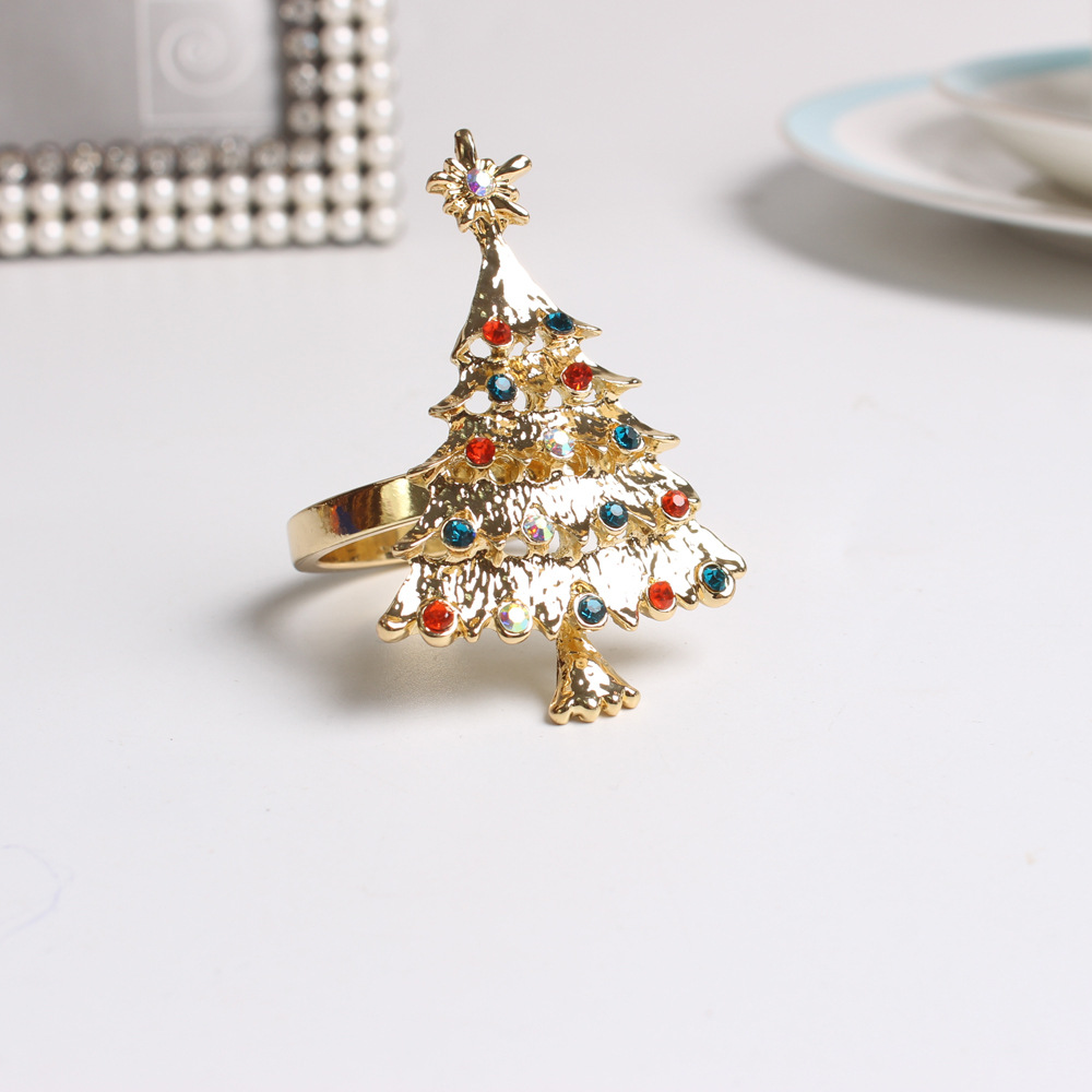 Anillo de lazo para servilleta de árbol de Navidad de gama alta de 6 uds, corona de flores, anillo para la boca, conjunto de sala de muestras de hotel, hebilla para servilleta navideñas de mesa Anillo de lazo para servilleta de árbol de Navidad de gama alta de 6 uds, corona de flores, anillo para la boca, conjunto de sala de muestras de hotel, hebilla para servilleta navideñas de mesa