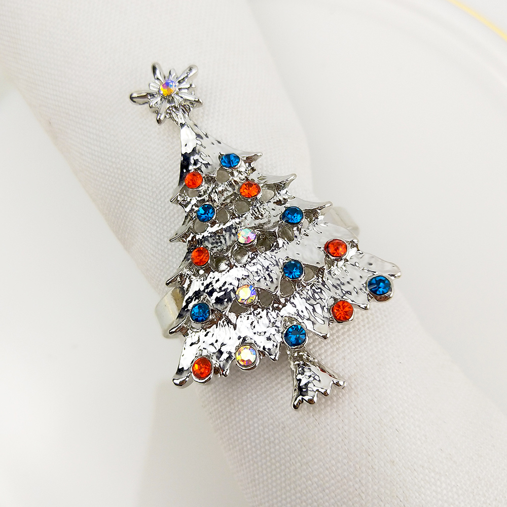 Anillo de lazo para servilleta de árbol de Navidad de gama alta de 6 uds, corona de flores, anillo para la boca, conjunto de sala de muestras de hotel, hebilla para servilleta navideñas de mesa Anillo de lazo para servilleta de árbol de Navidad de gama alta de 6 uds, corona de flores, anillo para la boca, conjunto de sala de muestras de hotel, hebilla para servilleta navideñas de mesa