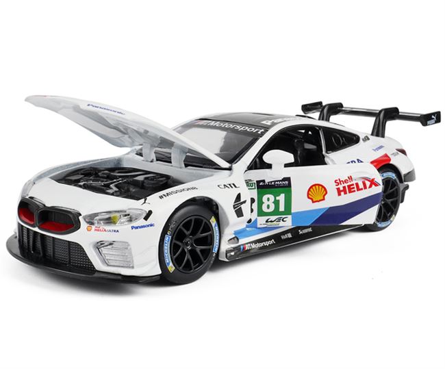 Coche de carreras ligero y con sonido para niños, juguete educativo a escala 1:32, modelo de juguete de Metal fundido a presión, GTE Le Mans de 2018 BMW-M8, regalo para niños Coche de carreras ligero y con sonido para niños, juguete educativo a escala 1:32, modelo de juguete de Metal fundido a presión, GTE Le Mans de 2018 BMW-M8, regalo para niños