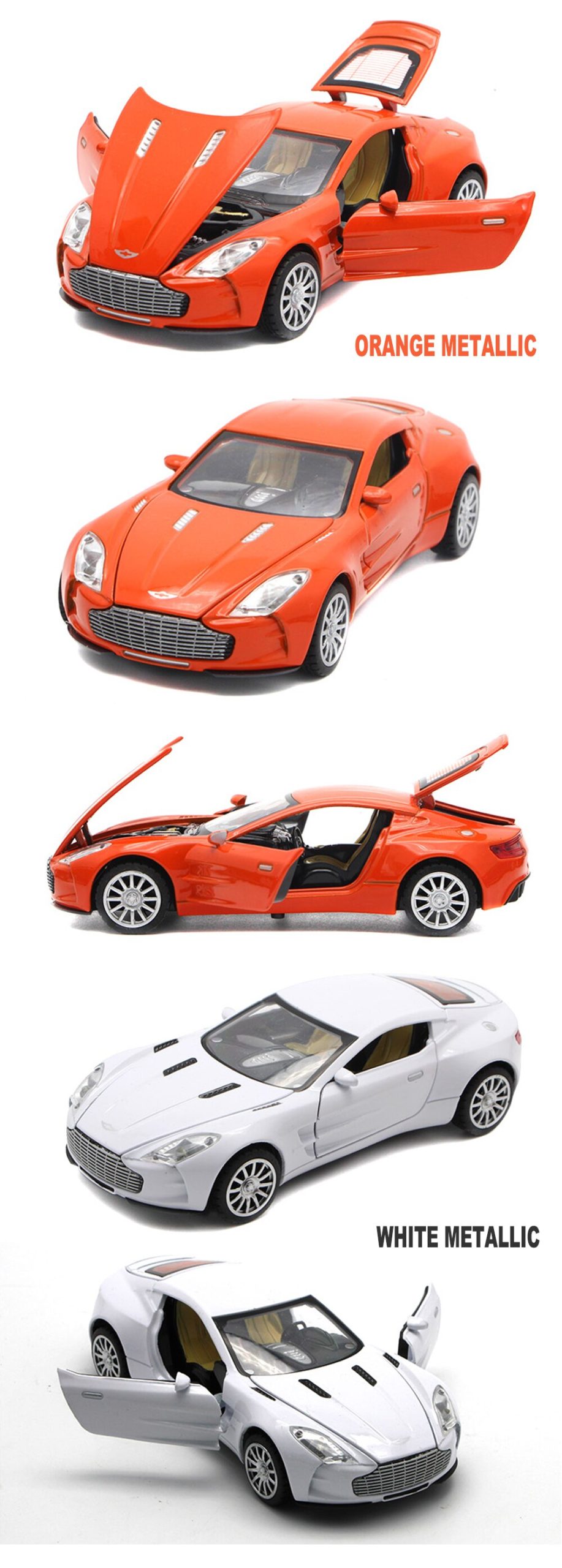 Aston Martin One-77 coches de juguete de Metal, 1/32 modelo de escala fundida, regalo para niños con función de extracción trasera/música/luz/puerta de apertura