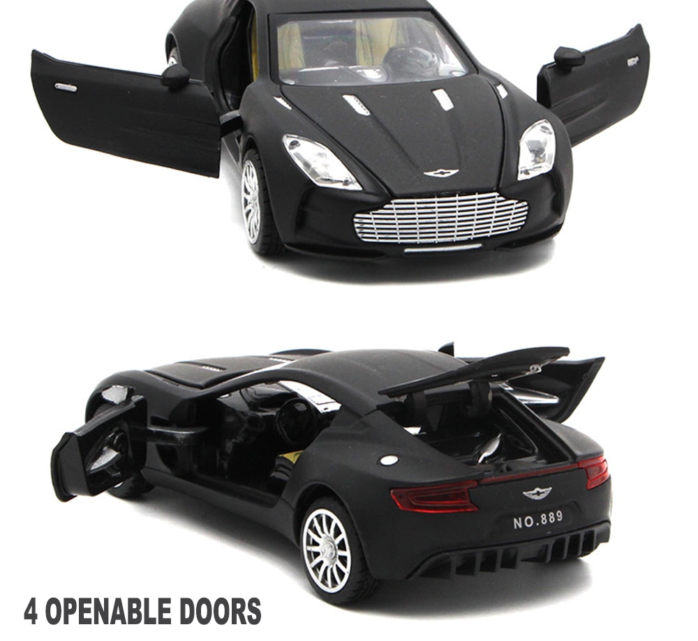 Aston Martin One-77 coches de juguete de Metal, 1/32 modelo de escala fundida, regalo para niños con función de extracción trasera/música/luz/puerta de apertura