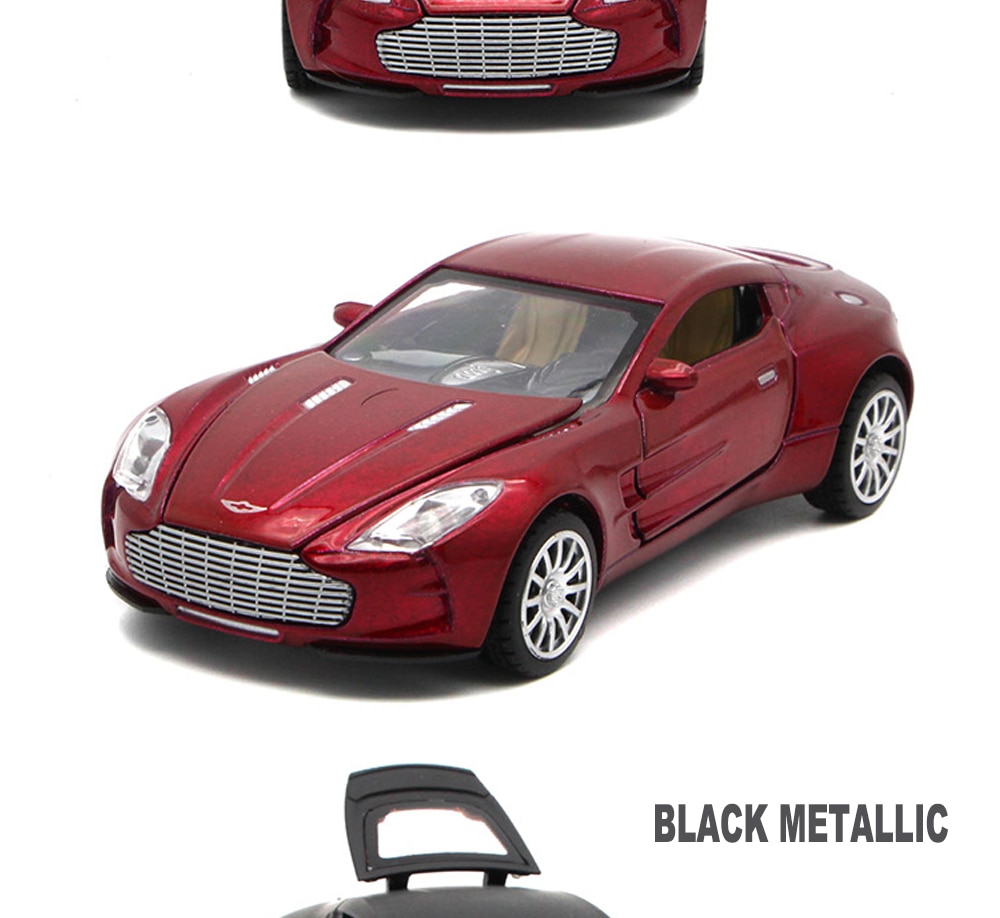 Aston Martin One-77 coches de juguete de Metal, 1/32 modelo de escala fundida, regalo para niños con función de extracción trasera/música/luz/puerta de apertura