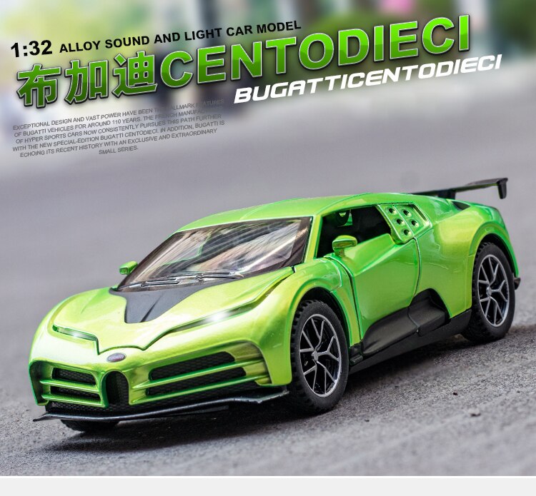 Bugatti centodievi fundido a presión coche en miniatura de aleación edición de aniversario, juguetes coleccionables para niños, envío gratis, 1:32