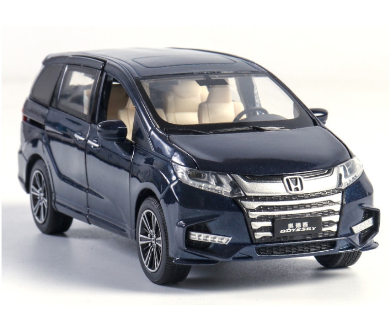 Honda Odyssey-Coche de juguete de aleación fundido a presión, modelo de coche de juguete, sonido de simulación, ligero, con visión trasera, 1/32