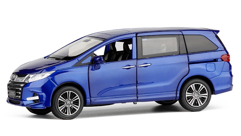 Honda Odyssey-Coche de juguete de aleación fundido a presión, modelo de coche de juguete, sonido de simulación, ligero, con visión trasera, 1/32