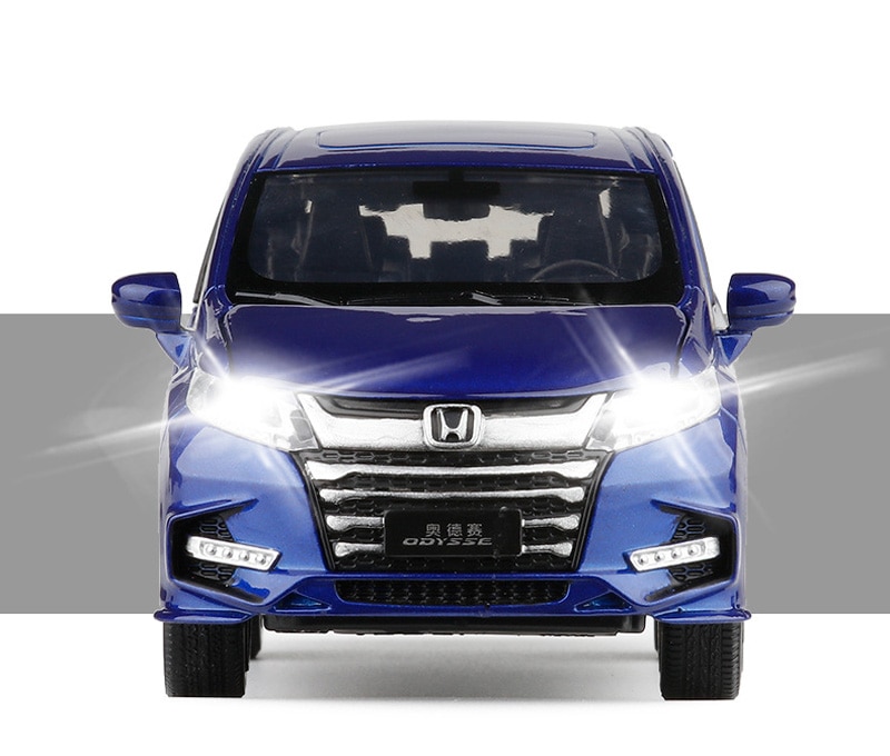 Honda Odyssey-Coche de juguete de aleación fundido a presión, modelo de coche de juguete, sonido de simulación, ligero, con visión trasera, 1/32