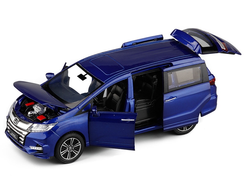 Honda Odyssey-Coche de juguete de aleación fundido a presión, modelo de coche de juguete, sonido de simulación, ligero, con visión trasera, 1/32