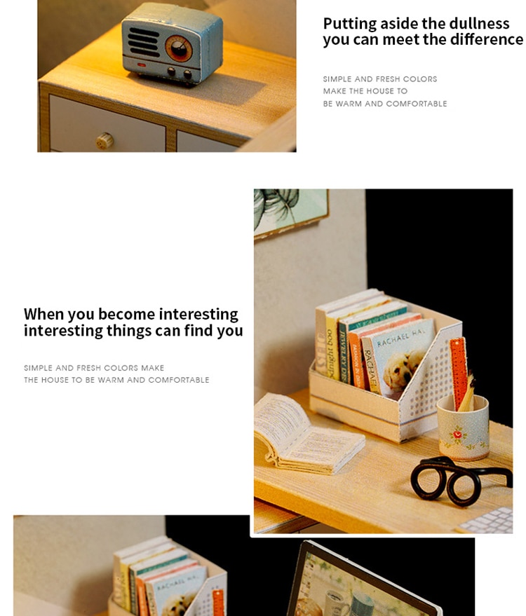 Mini Casa de muñecas con cubierta antipolvo para niños, Casa de muñecas de madera, Kit de miniaturas, muebles, accesorios, Juguetes