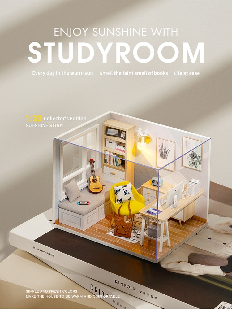 Mini Casa de muñecas con cubierta antipolvo para niños, Casa de muñecas de madera, Kit de miniaturas, muebles, accesorios, Juguetes