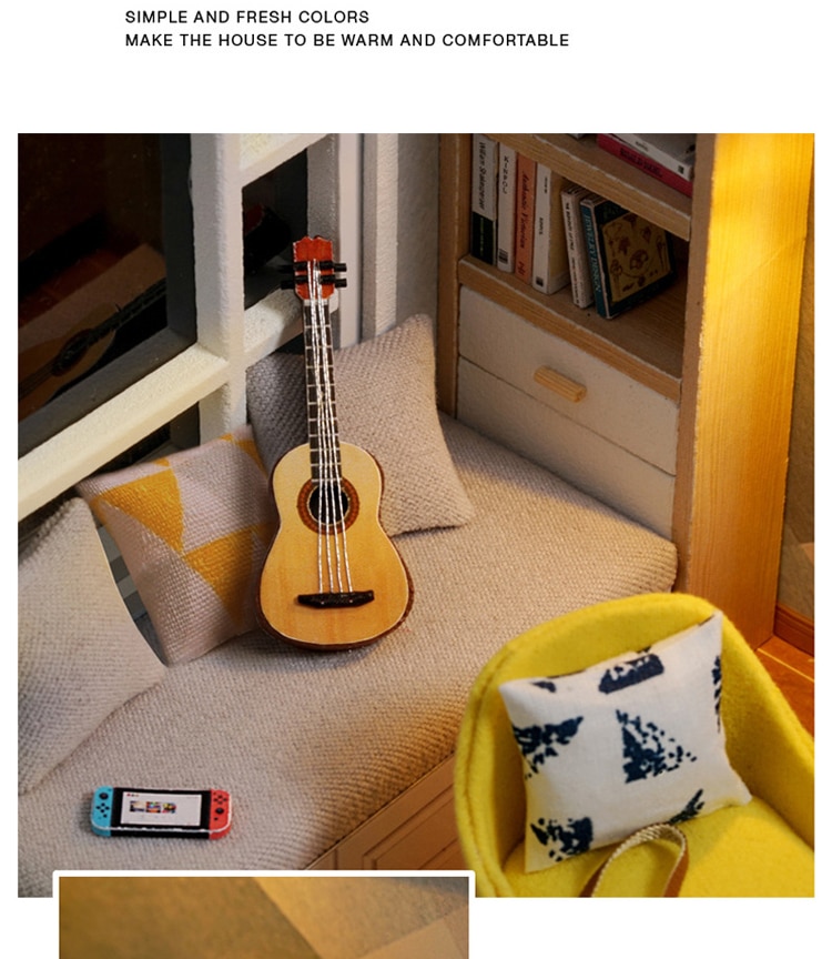 Mini Casa de muñecas con cubierta antipolvo para niños, Casa de muñecas de madera, Kit de miniaturas, muebles, accesorios, Juguetes