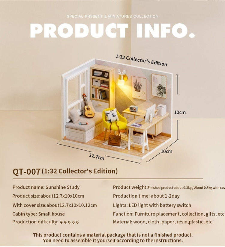Mini Casa de muñecas con cubierta antipolvo para niños, Casa de muñecas de madera, Kit de miniaturas, muebles, accesorios, Juguetes