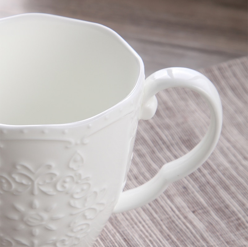 Tazas de nieve bonitas de porcelana en relieve blanco de 300ml, nespresso copo taza de café, tazas divertidas de cerámica regalo de Navidad, taza de taza para café