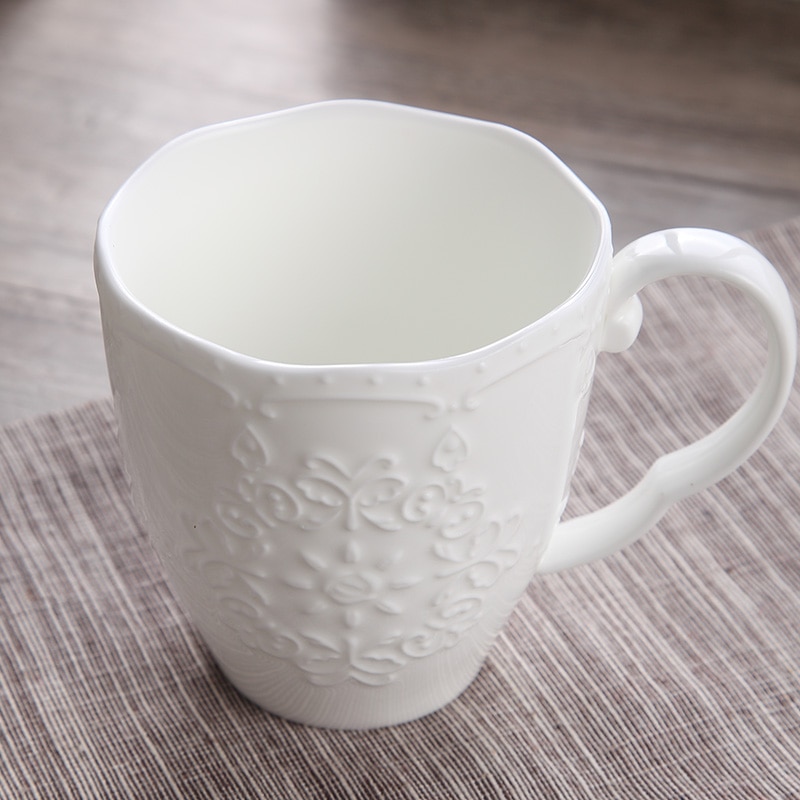 Tazas de nieve bonitas de porcelana en relieve blanco de 300ml, nespresso copo taza de café, tazas divertidas de cerámica regalo de Navidad, taza de taza para café