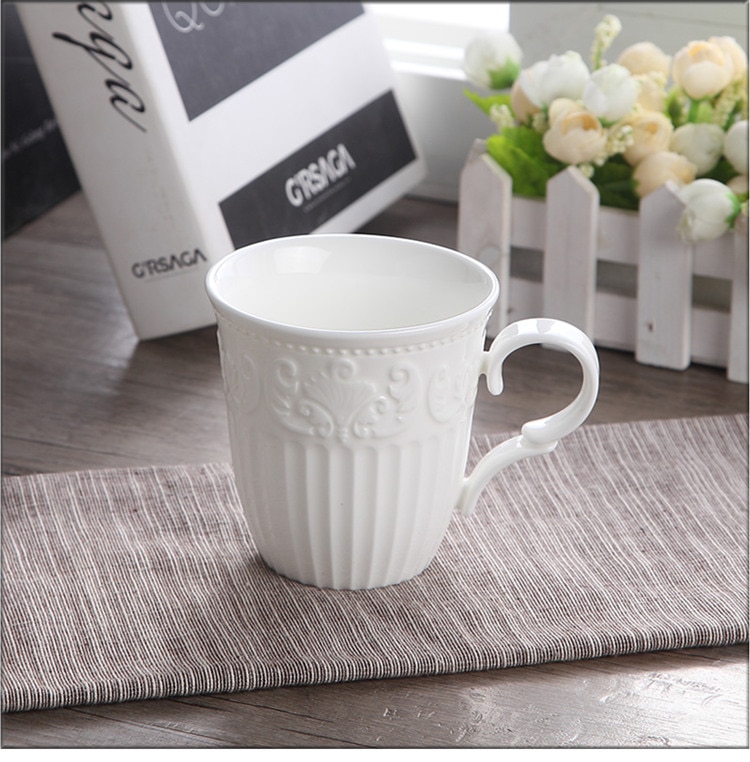 Tazas de nieve bonitas de porcelana en relieve blanco de 300ml, nespresso copo taza de café, tazas divertidas de cerámica regalo de Navidad, taza de taza para café