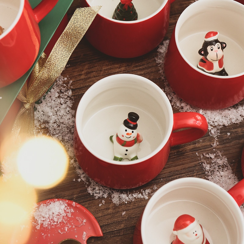 Taza de Navidad para café, leche, desayuno, muñeco de nieve, taza de té de cerámica, Animal de dibujos animados 3D, regalo de Navidad, taza de agua, vasos de oficina Taza de Navidad para café, leche, desayuno, muñeco de nieve, taza de té de cerámica, Animal de dibujos animados 3D, regalo de Navidad, taza de agua, vasos de oficina