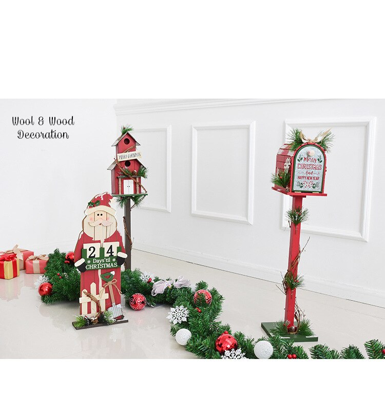 Decoración de suelo navideño, buzón para el hogar, exterior, madera, decoración para fiesta de Navidad, hecho a mano, restaurante, Hotel, accesorios de fotografía