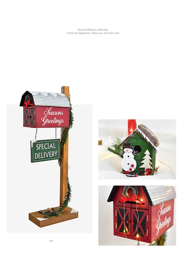 Decoración de suelo navideño, buzón para el hogar, exterior, madera, decoración para fiesta de Navidad, hecho a mano, restaurante, Hotel, accesorios de fotografía