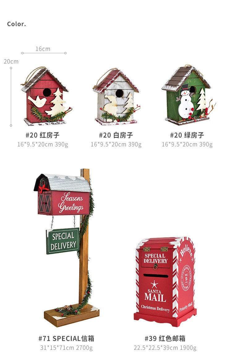 Decoración de suelo navideño, buzón para el hogar, exterior, madera, decoración para fiesta de Navidad, hecho a mano, restaurante, Hotel, accesorios de fotografía