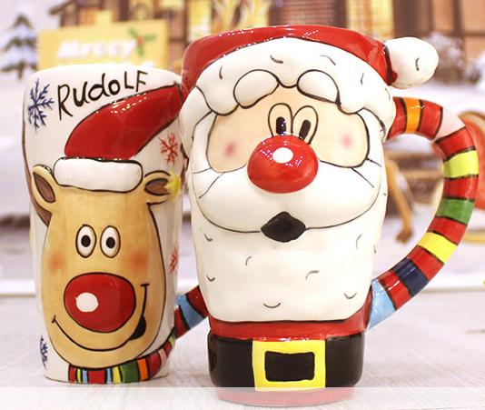 Taza de cerámica navideña de alce, regalo de Navidad, pareja de tazas de 600ml de gran capacidad, taza de agua café de oficina con tapa, cuchara Taza de cerámica navideña de alce, regalo de Navidad, pareja de tazas de 600ml de gran capacidad, taza de agua café de oficina con tapa, cuchara