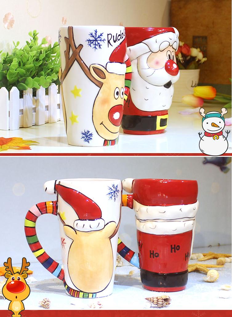 Taza de cerámica navideña de alce, regalo de Navidad, pareja de tazas de 600ml de gran capacidad, taza de agua café de oficina con tapa, cuchara Taza de cerámica navideña de alce, regalo de Navidad, pareja de tazas de 600ml de gran capacidad, taza de agua café de oficina con tapa, cuchara