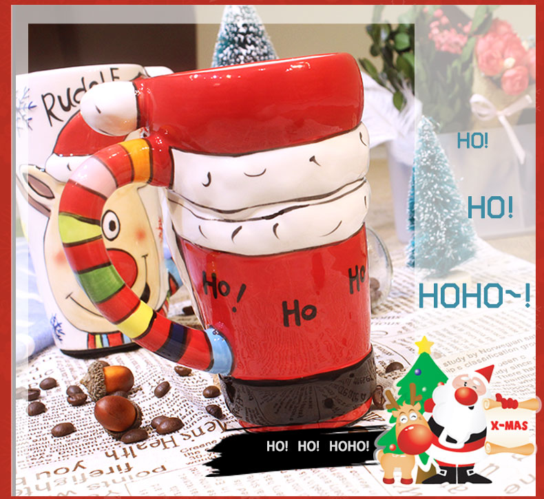 Taza de cerámica navideña de alce, regalo de Navidad, pareja de tazas de 600ml de gran capacidad, taza de agua café de oficina con tapa, cuchara Taza de cerámica navideña de alce, regalo de Navidad, pareja de tazas de 600ml de gran capacidad, taza de agua café de oficina con tapa, cuchara