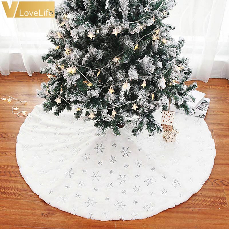 Falda de piel para decoración de árbol de Navidad, copo de nieve, árbol de Navidad, alta calidad, 2020