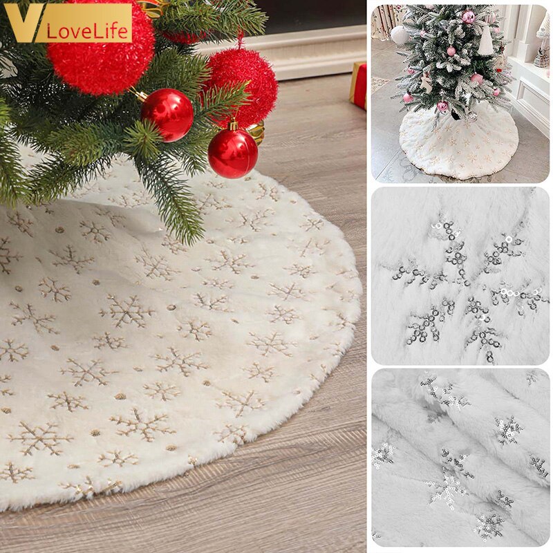 Falda de piel para decoración de árbol de Navidad, copo de nieve, árbol de Navidad, alta calidad, 2020
