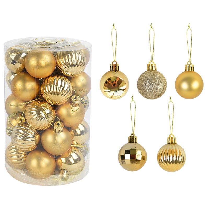 Bolas para decoraciones para árboles de Navidad de 4cm, adornos de bolas colgantes para fiesta de Navidad, adornos navideños para el hogar, regalo de Año Nuevo, 34 Uds.