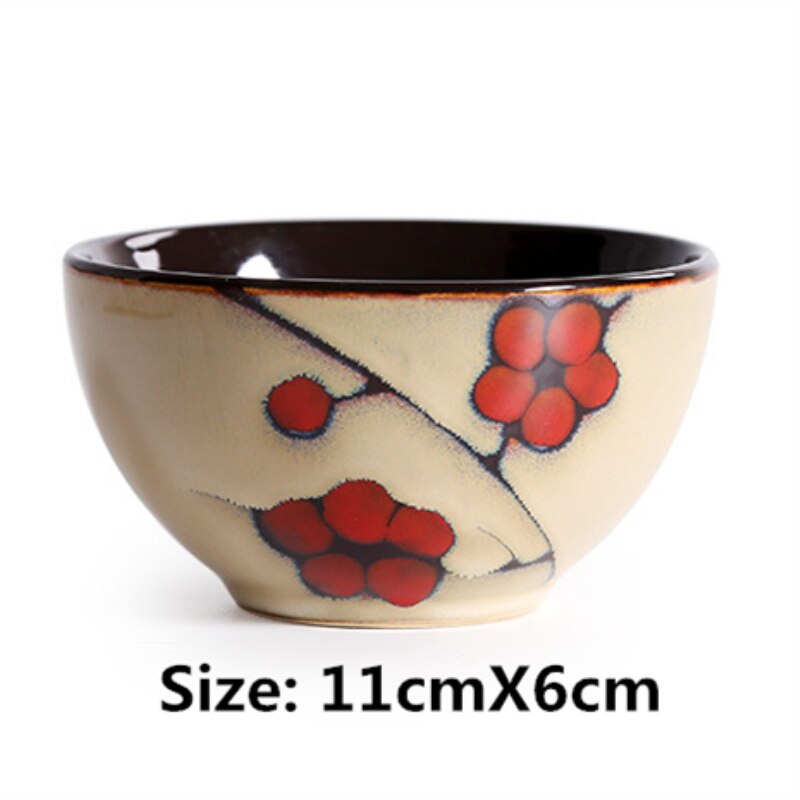 Vajilla de cerámica con flores de estilo japonés para el hogar, plato hondo de cerámica, tazón de sopa, tazón de arroz, plato de sabor de afinación pequeña