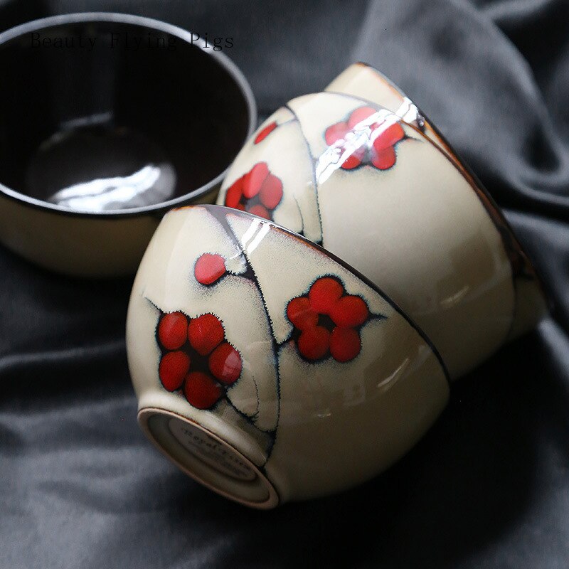 Vajilla de cerámica con flores de estilo japonés para el hogar, plato hondo de cerámica, tazón de sopa, tazón de arroz, plato de sabor de afinación pequeña