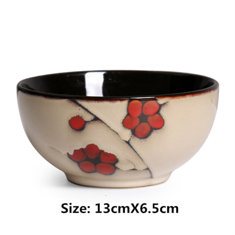 Vajilla de cerámica con flores de estilo japonés para el hogar, plato hondo de cerámica, tazón de sopa, tazón de arroz, plato de sabor de afinación pequeña