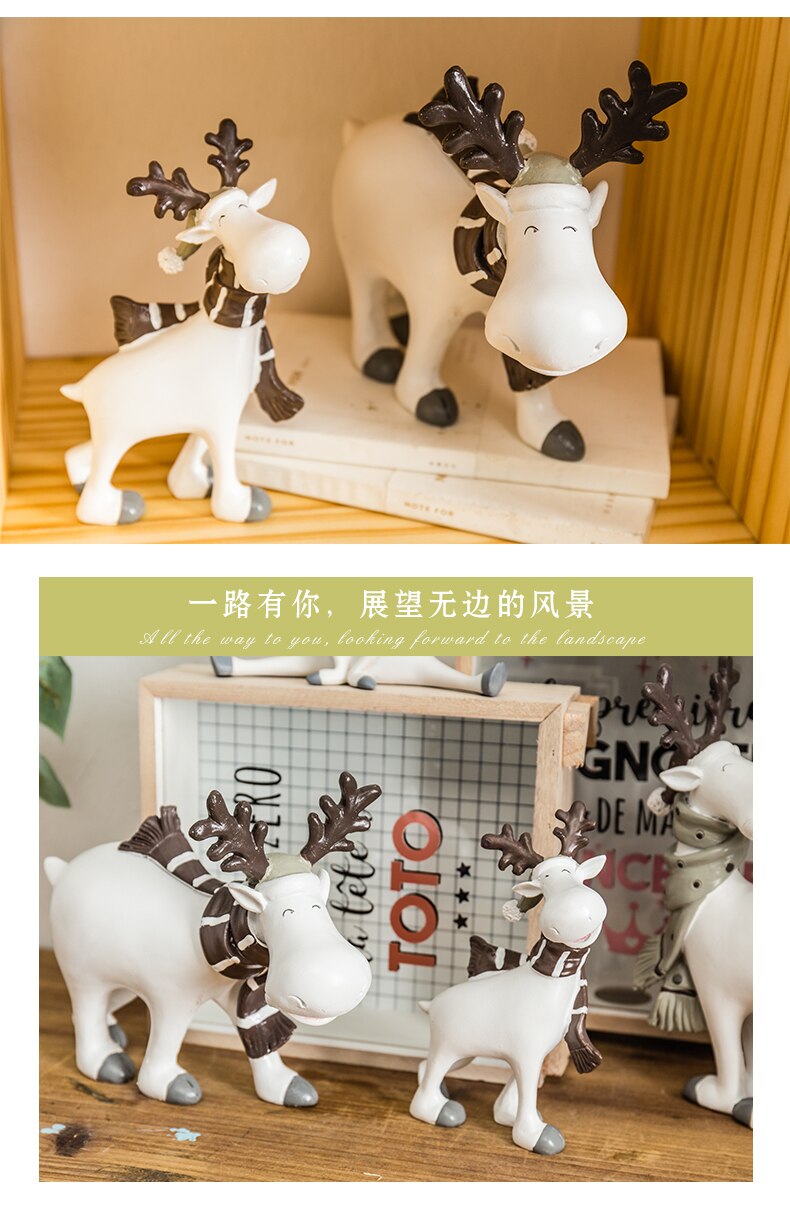 Accesorios de decoración para el hogar, figuritas de animales para sala de estar, decoración de regalo de Navidad, figurita de ciervo, manualidades modernas, adornos