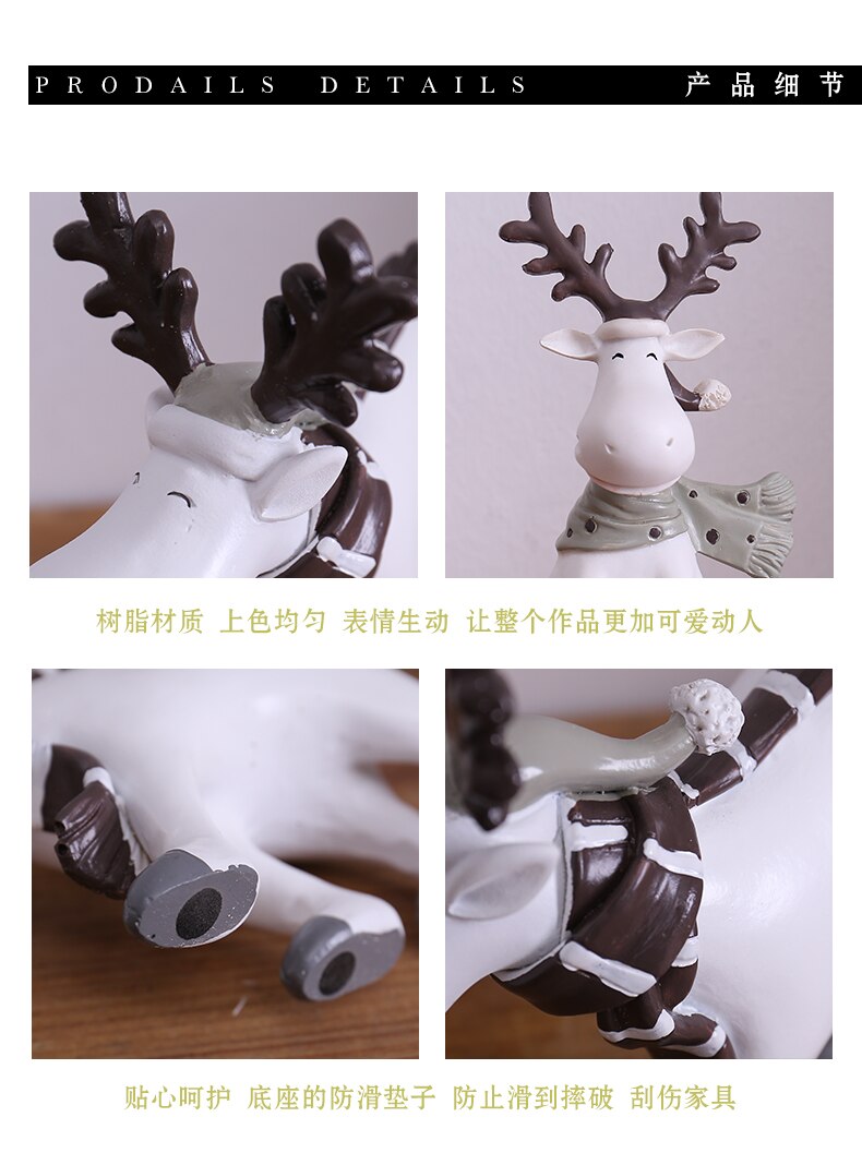Accesorios de decoración para el hogar, figuritas de animales para sala de estar, decoración de regalo de Navidad, figurita de ciervo, manualidades modernas, adornos