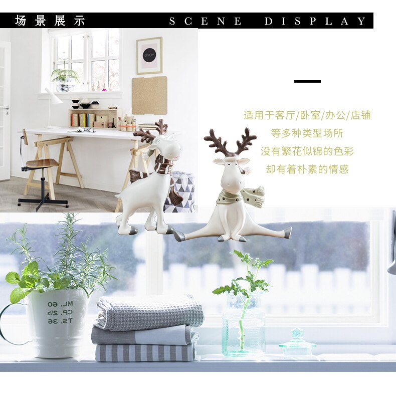 Accesorios de decoración para el hogar, figuritas de animales para sala de estar, decoración de regalo de Navidad, figurita de ciervo, manualidades modernas, adornos